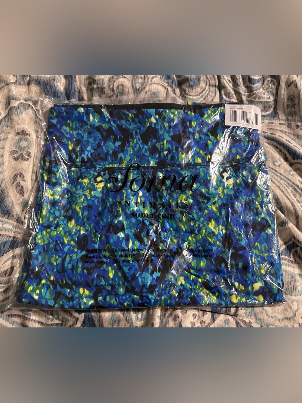 SomaSport Blue and Green Abstract Print Leggings